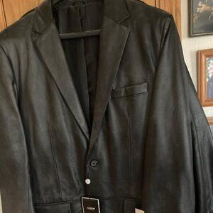 Men's Macy's Alfani Soft Leather Blazer, Button down, Nylon Lined, Size 42 NWT